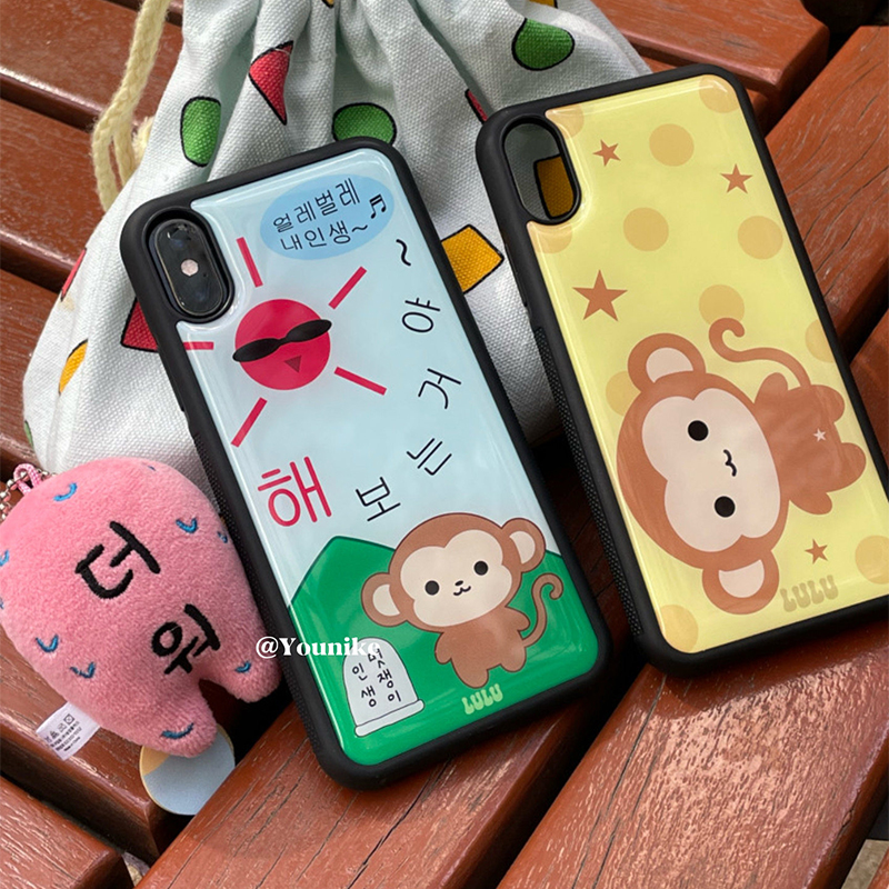 Back Cover Adhesive - Korean Ins Cute Polka Dots Monkey