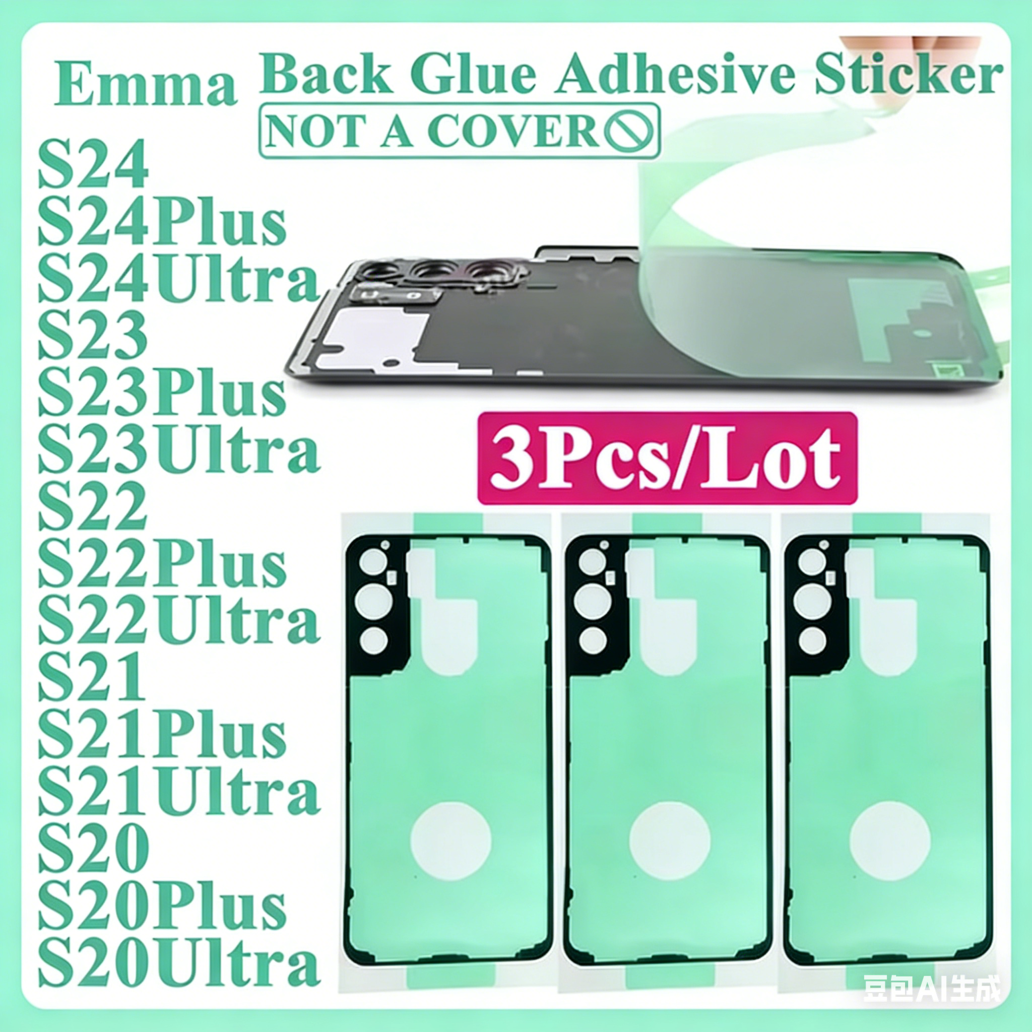 Back Cover Adhesive - 3Pcs Waterproof Adhesive Tape for Samsung