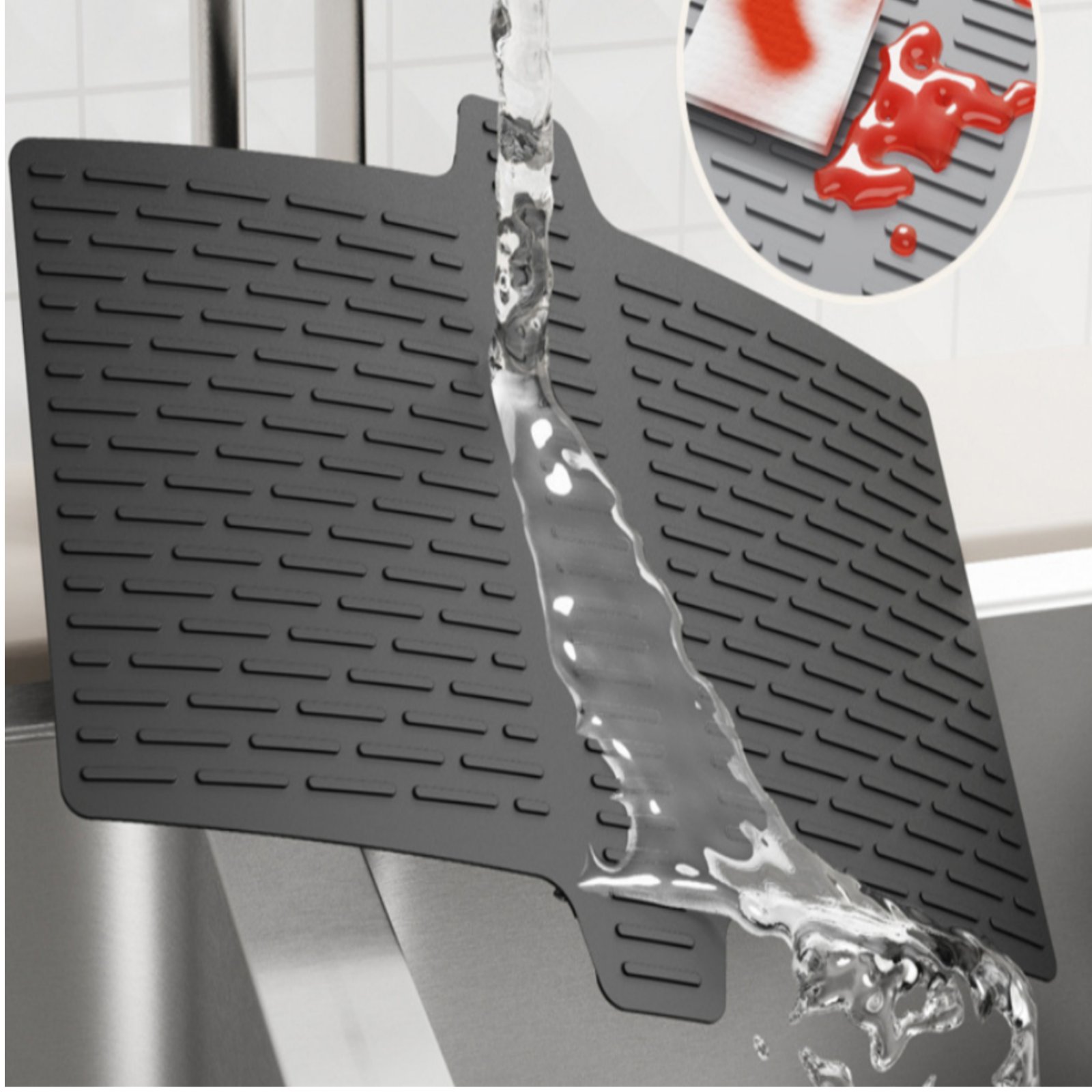 Silicone Sink Divider Mat Non- - Heat Mat Silicone บทวิจารณ์และราคา